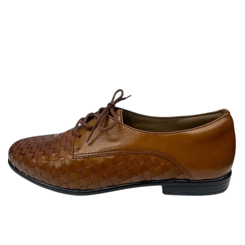 Trotters Lizzie Herringbone Oxford Flats Women's size 7N Brown